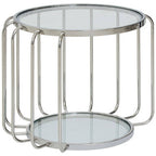Silver Finish Metallic Frame Side Table with Tempered Glass Top | Oria