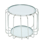 Silver Finish Metallic Frame Side Table with Tempered Glass Top | Oria