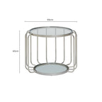 Silver Finish Metallic Frame Side Table with Tempered Glass Top | Oria