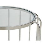 Silver Finish Metallic Frame Side Table with Tempered Glass Top | Oria
