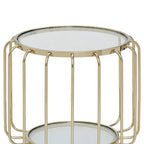 Gold Finish Metallic Frame Side Table with Tempered Glass Top | Oria