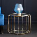 Gold Finish Metallic Frame Side Table with Tempered Glass Top | Oria