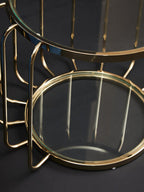 Gold Finish Metallic Frame Side Table with Tempered Glass Top | Oria