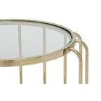 Gold Finish Metallic Frame Side Table with Tempered Glass Top | Oria