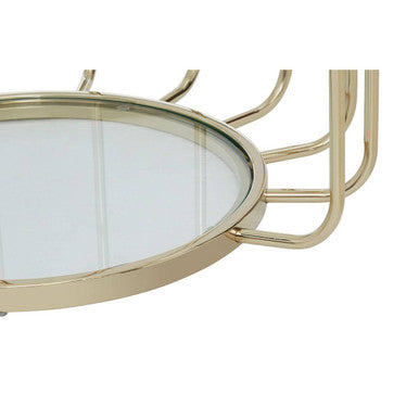 Gold Finish Metallic Frame Side Table with Tempered Glass Top | Oria