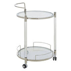 2 Tier Glass Top Trolley with Silver Frame | Oria
