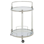 2 Tier Glass Top Trolley with Silver Frame | Oria