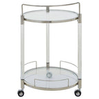 2 Tier Glass Top Trolley with Silver Frame | Oria