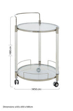 2 Tier Glass Top Trolley with Silver Frame | Oria
