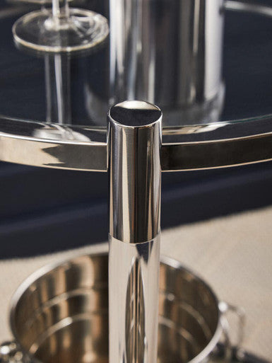 2 Tier Glass Top Trolley with Silver Frame | Oria