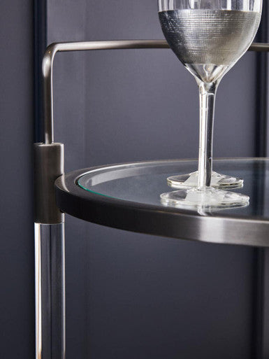 2 Tier Glass Top Trolley with Silver Frame | Oria