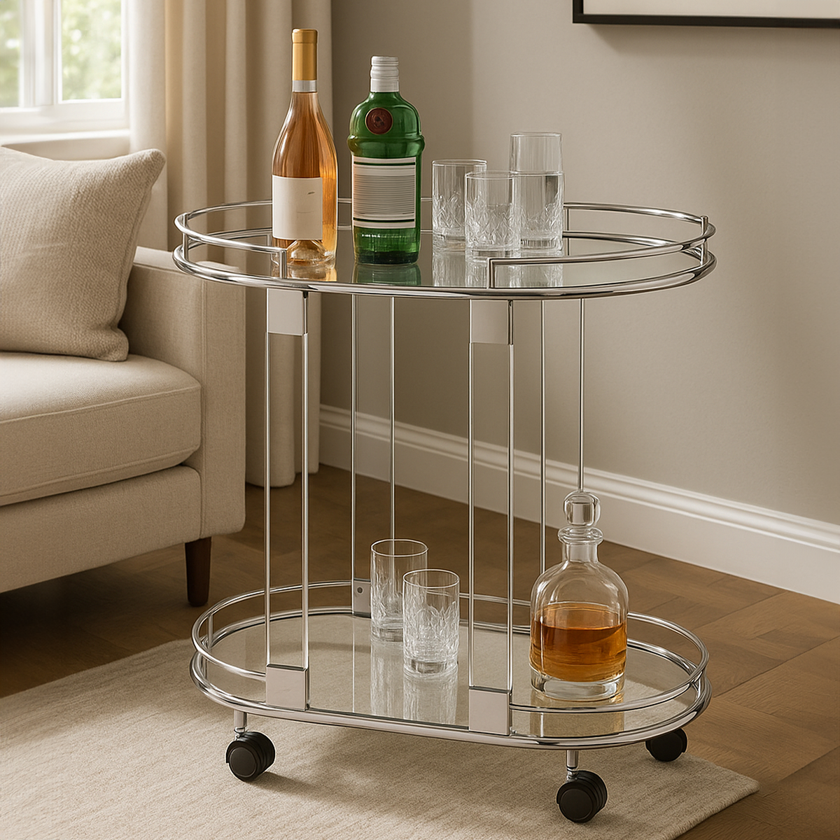 Oval Mirrored Trolley | Oria