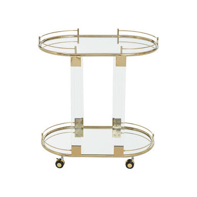 Drinks Trolley with Warm Gold Metallic Frame | Oria