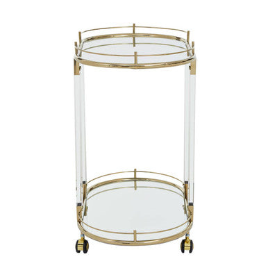 Drinks Trolley with Warm Gold Metallic Frame | Oria