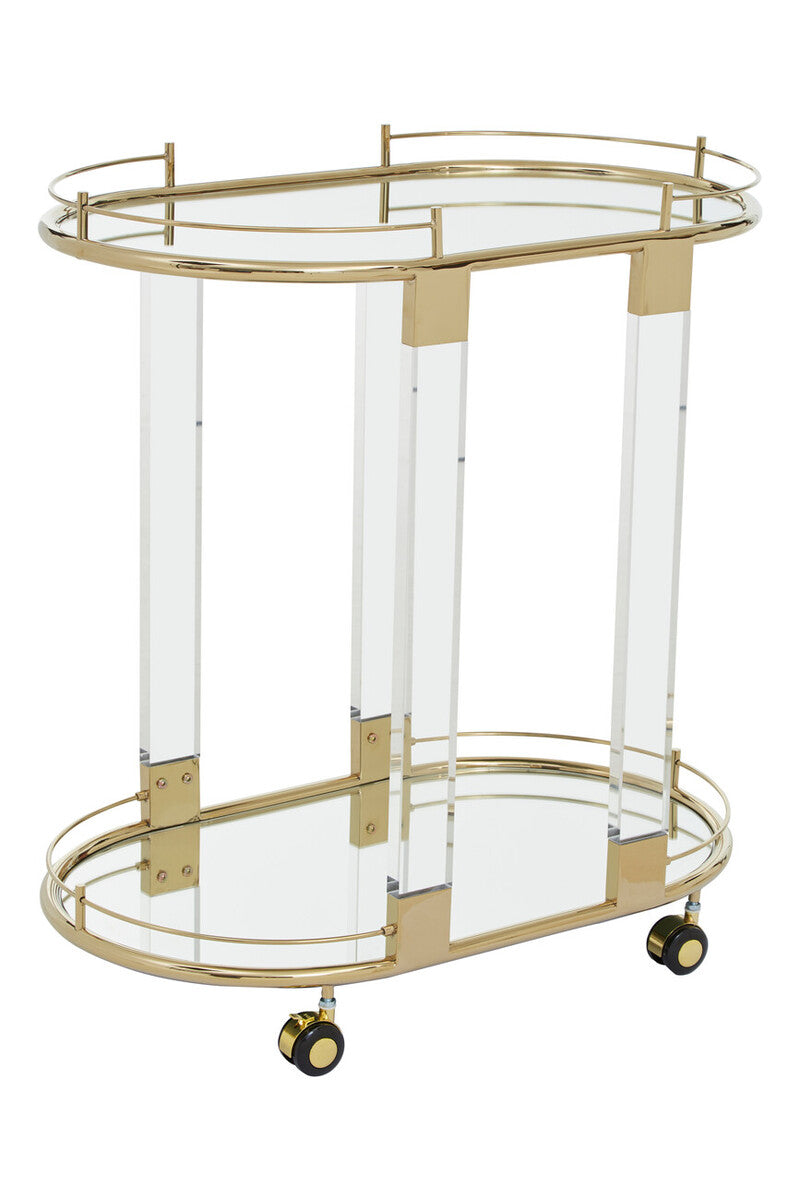 Drinks Trolley with Warm Gold Metallic Frame | Oria