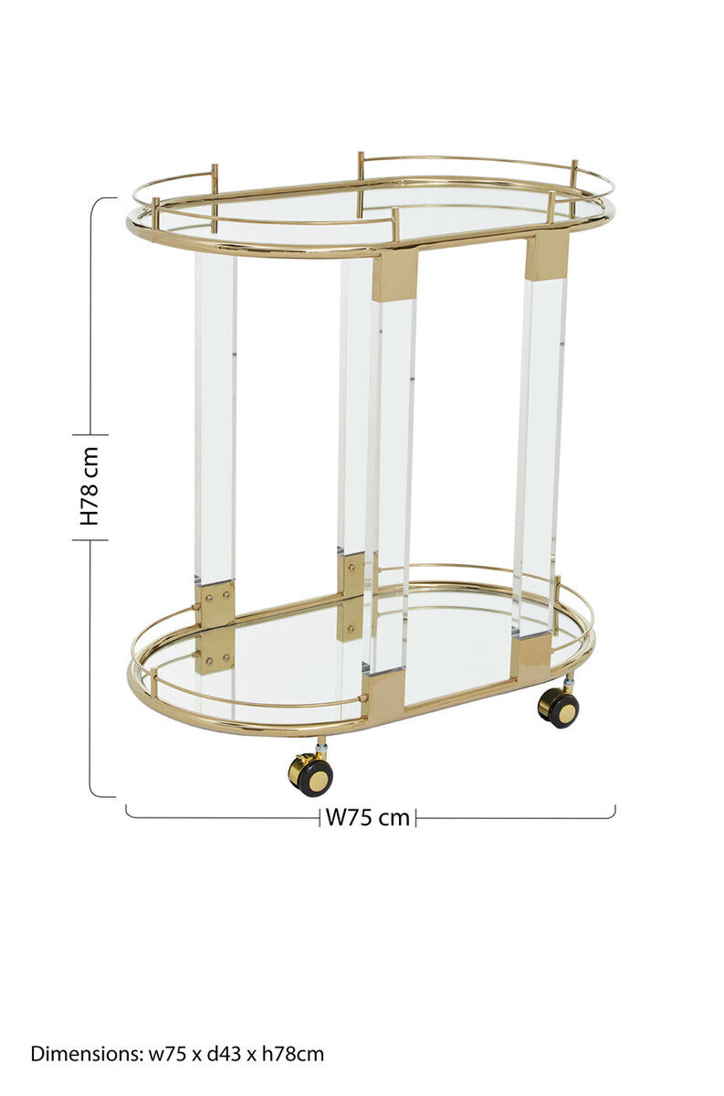 Drinks Trolley with Warm Gold Metallic Frame | Oria