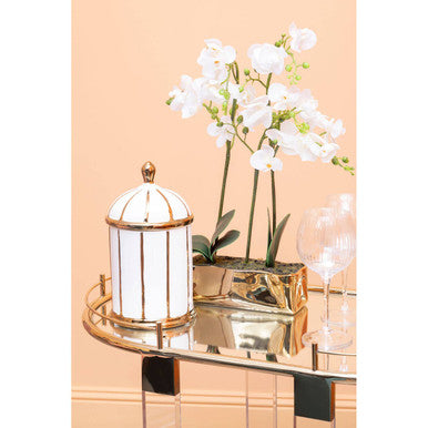 Drinks Trolley with Warm Gold Metallic Frame | Oria