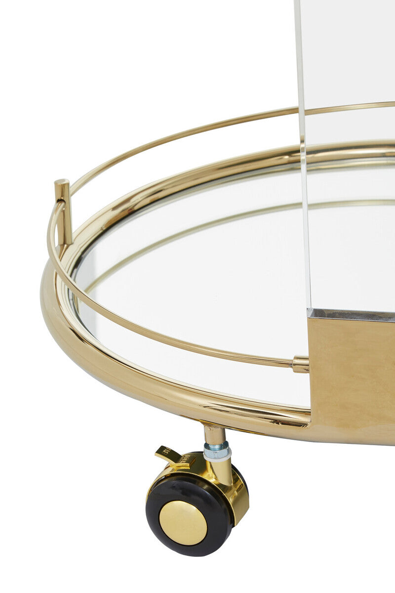 Drinks Trolley with Warm Gold Metallic Frame | Oria