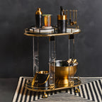 Drinks Trolley with Warm Gold Metallic Frame | Oria