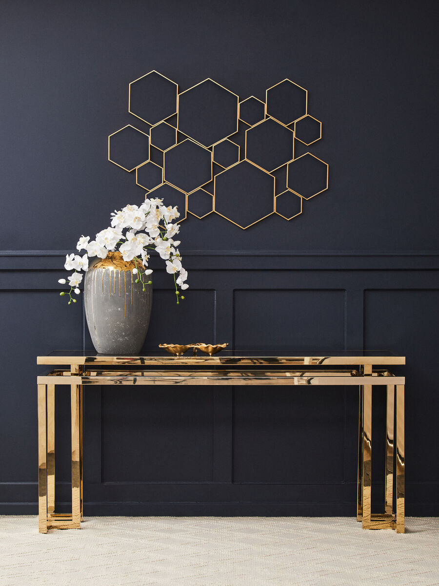 Grey Glass Top Console Table | Oria