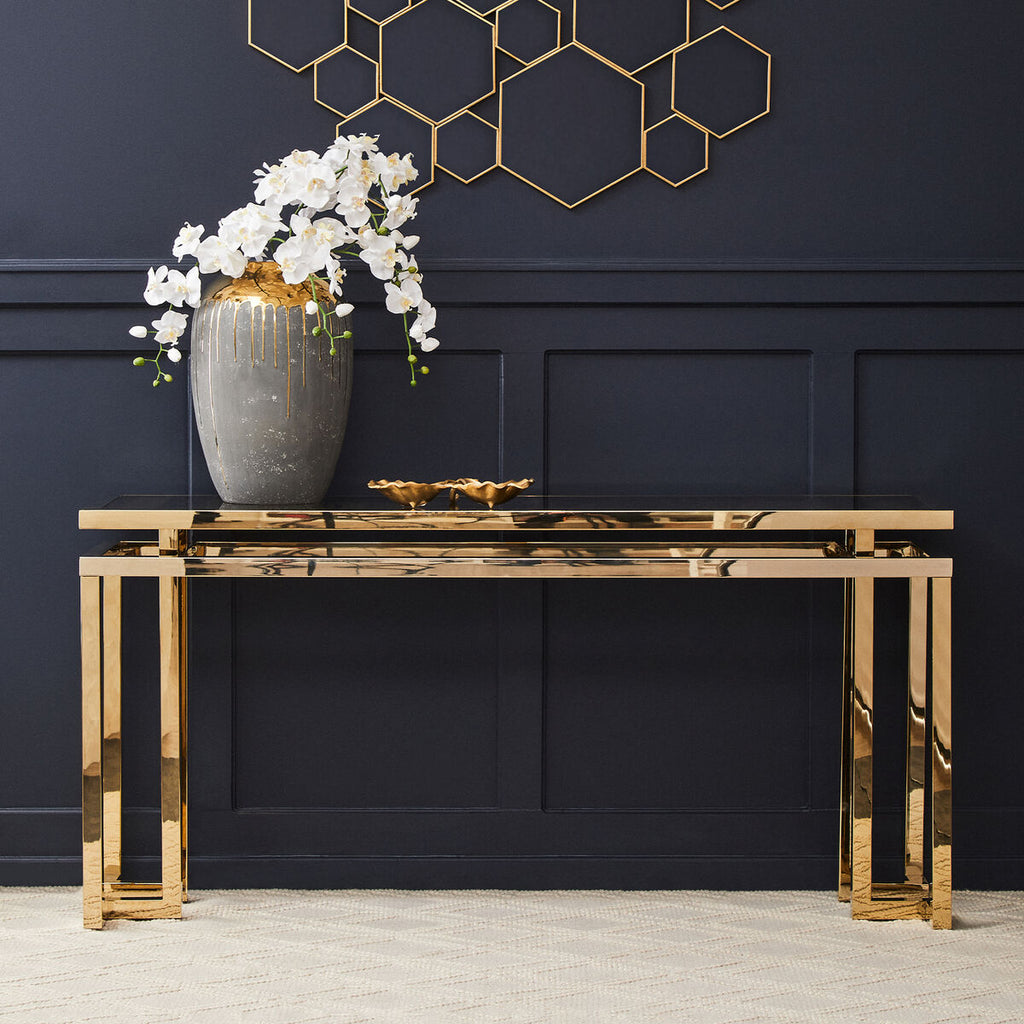 Grey Glass Top Console Table | Oria