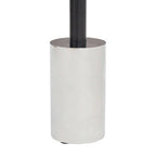 Black and Silver Powder-Coated T-Shape End Table with Clear Glass Top, Oria