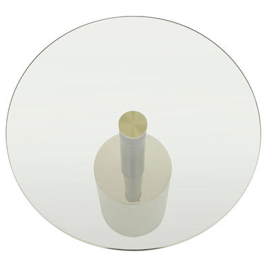 Black and Gold Powder-Coated T-Shape End Table with Clear Glass Top, Oria