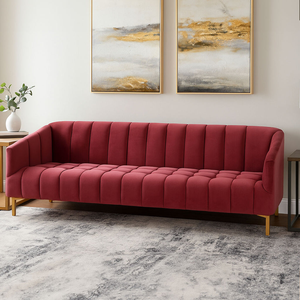 3 Seater Wine Velvet Sofa | Bella