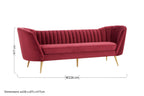 3 Seater Wine Velvet Sofa | Binky