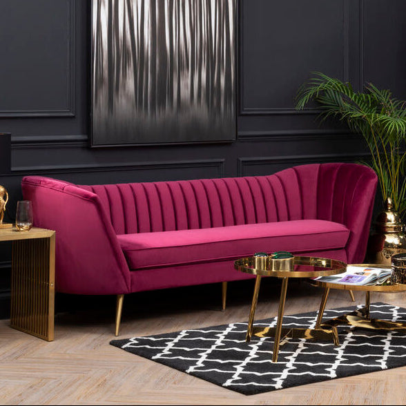 3 Seater Wine Velvet Sofa | Binky