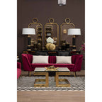 3 Seater Wine Velvet Sofa | Binky
