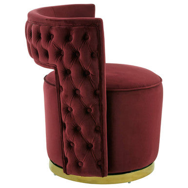 Red Wine Velvet Swivel Chair | Bola
