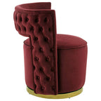 Red Wine Velvet Swivel Chair | Bola