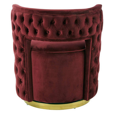 Red Wine Velvet Swivel Chair | Bola