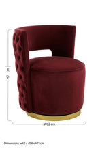 Red Wine Velvet Swivel Chair | Bola