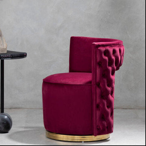 Red Wine Velvet Swivel Chair | Bola