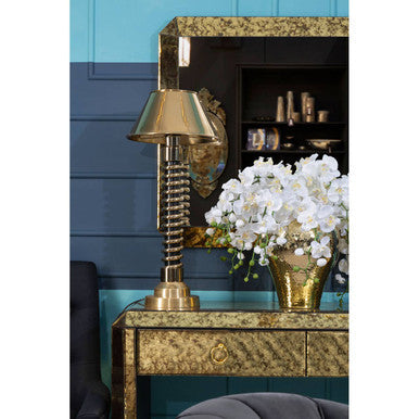 Antique Mirror Console Table with 2 Drawers in Gold Finish | Komo