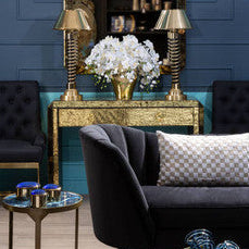 Antique Mirror Console Table with 2 Drawers in Gold Finish | Komo