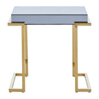 Mirrored End Table in Gold and Grey Finish | Kaso