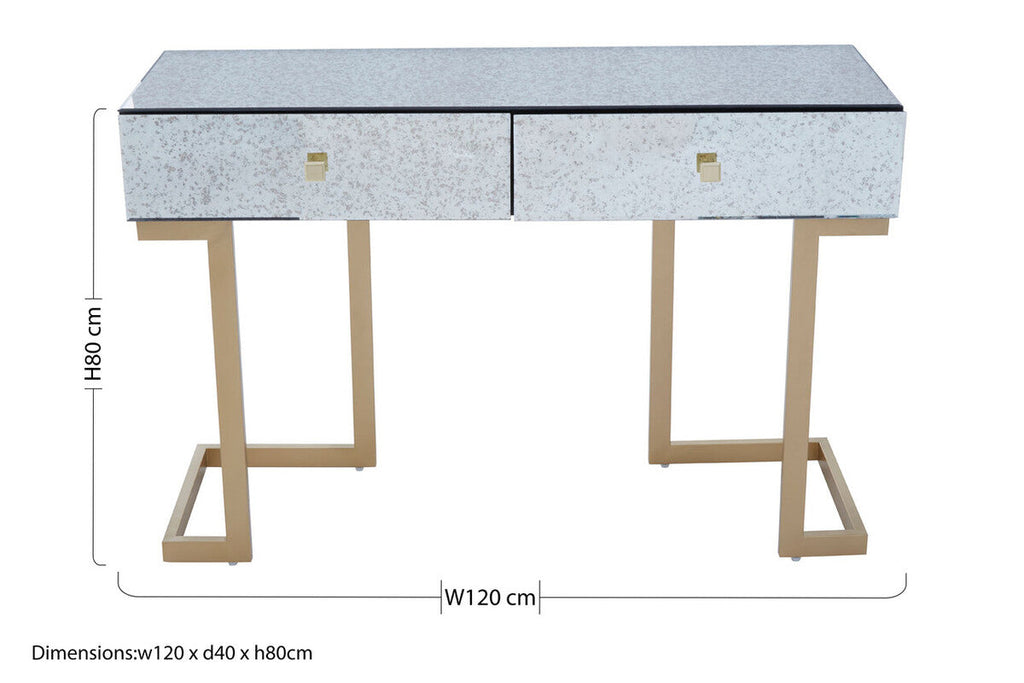 Antique Mirror Console Table with 2 Drawer in Silver Finish | Kesena