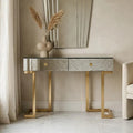 Antique Mirror Console Table with 2 Drawer in Silver Finish | Kesena