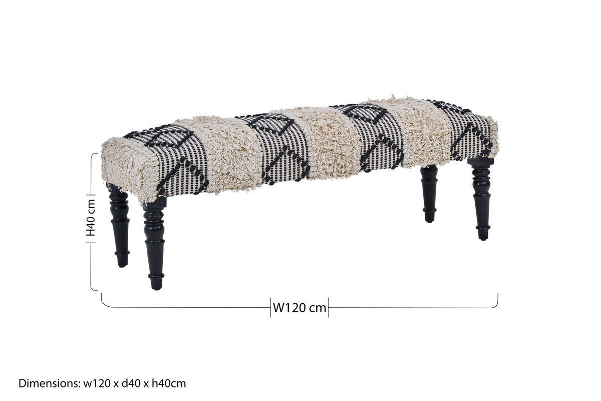 Black and White Moroccan Bench | Cefena
