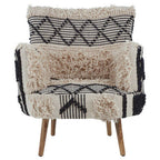 Black and White Shaggy Berber Style Armchair | Cefena