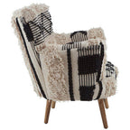 Black and White Shaggy Berber Style Armchair | Cefena