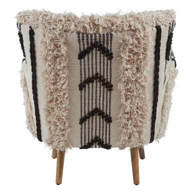 Black and White Shaggy Berber Style Armchair | Cefena