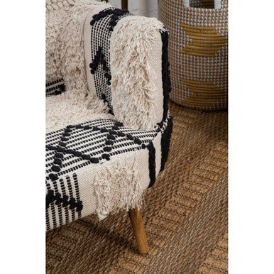Black and White Shaggy Berber Style Armchair | Cefena