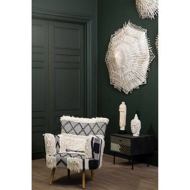 Black and White Shaggy Berber Style Armchair | Cefena