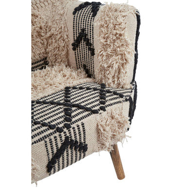 Black and White Shaggy Berber Style Armchair | Cefena