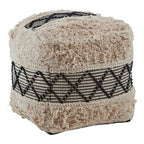 Black and White Shaggy Pouffe | Cefena
