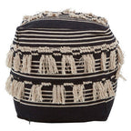 Black and White Shaggy Pouffe | Cefena